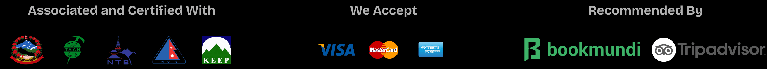 Associated and Certified With, We Accept, Recommended By
