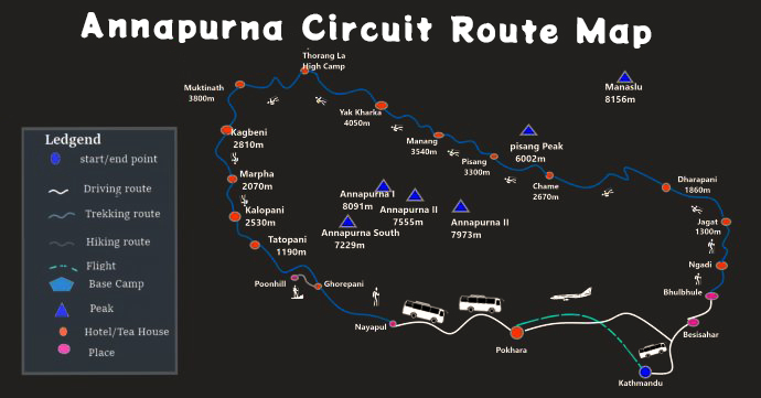 Annapurna Circuit Route Map - Makalu Adventure