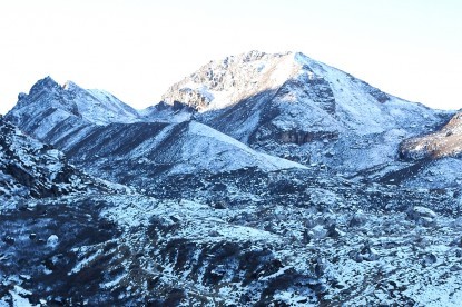 Summit of Mt. Kanchenjunga viewed from Kanchenjunga North Base Camp