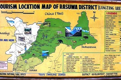 Tourist Location Map of Rasuwa district Langtang