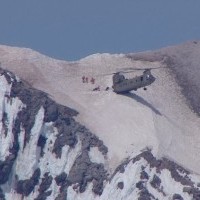 Chinook in precarious mountain rescue