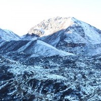 Summit of Mt. Kanchenjunga viewed from Kanchenjunga North Base Camp