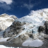 Mount Everest(8848.86 m) behind Mt. Nuptse and Mt Lhotse